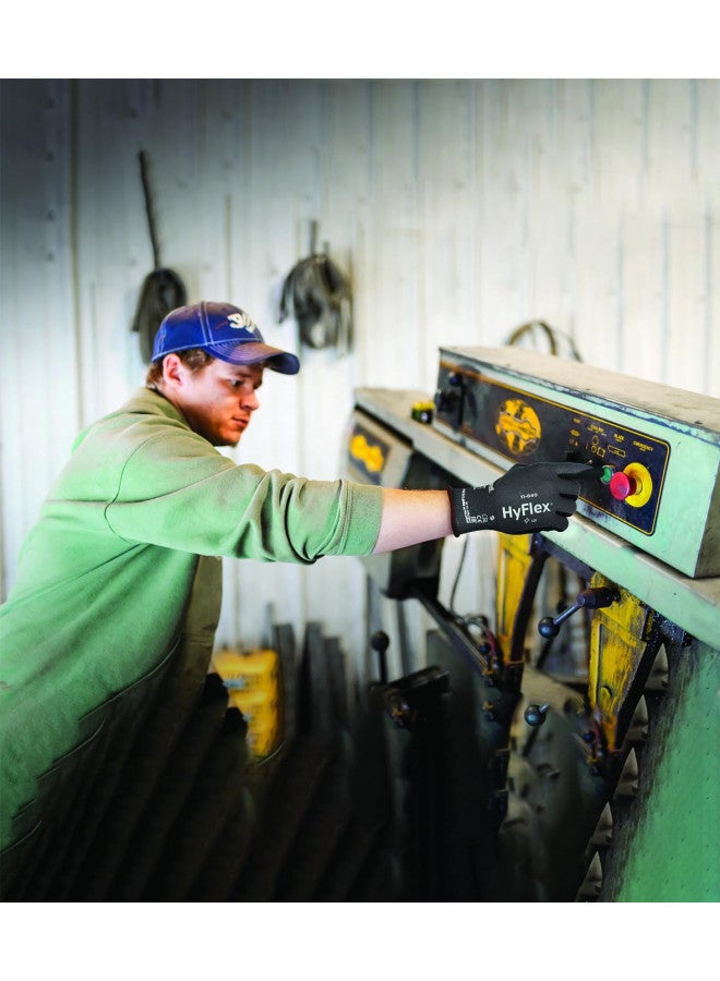 Ansell HyFlex 11-840 Ergonomic Abrasion-Resistant Nylon Spandex Nitrile Coated Industrial Gloves for Automotive, Fabrication - Med (8) Grey (12 Pairs) - Image 3