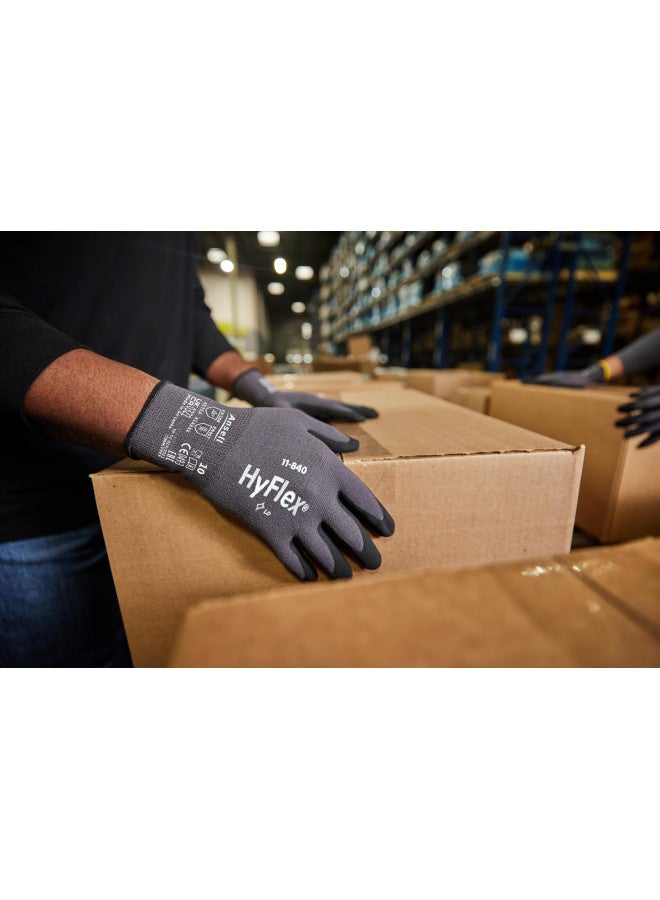 Ansell HyFlex 11-840 Ergonomic Abrasion-Resistant Nylon Spandex Nitrile Coated Industrial Gloves for Automotive, Fabrication - Med (8) Grey (12 Pairs) - Image 5