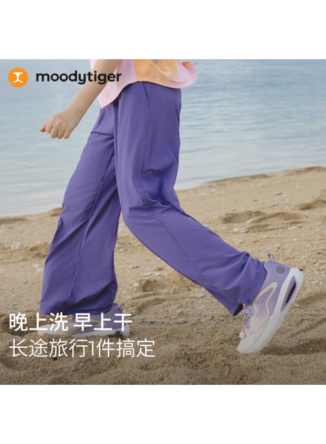 Moodytiger Girls' Wide Leg Pants Lightweight Breathable 25th Anniversary Summer New Children's Pants Quick-drying Long Pants | Air - Image 1