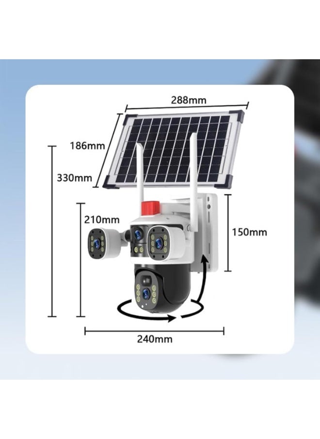 BlueFire Triple-Lens Solar 360° Dome Camera – Wireless Outdoor Solar-Powered Security Cam with 360° Pan & Tilt, 3K Ultra HD Night Vision, AI Human Detection, Weatherproof, Cloud/SD Storage – Ideal for Home, Farm, Garden & Camping!  - Image 2