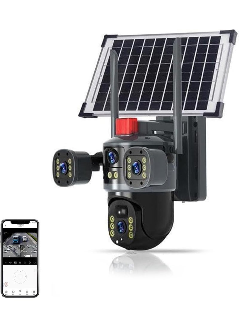 BlueFire Triple-Lens Solar 360° Dome Camera – Wireless Outdoor Solar-Powered Security Cam with 360° Pan & Tilt, 3K Ultra HD Night Vision, AI Human Detection, Weatherproof, Cloud/SD Storage – Ideal for Home, Farm, Garden & Camping!  - Image 1