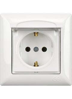 Günsan Elektrik Visage White Covered Grounded Socket + Frame  - Image 1