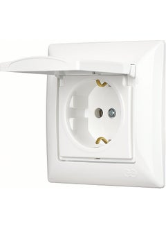 Günsan Elektrik Visage White Covered Grounded Socket + Frame  - Image 2