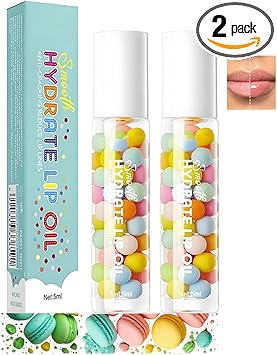 2PCS Lip Oil Gloss Set Hydrating Plumping RollOn Clear Lip Gloss Lightweight Lip Oil for Moisturized Glossy Lips Cute MacaronInspired Packaging for Girls - Image 1