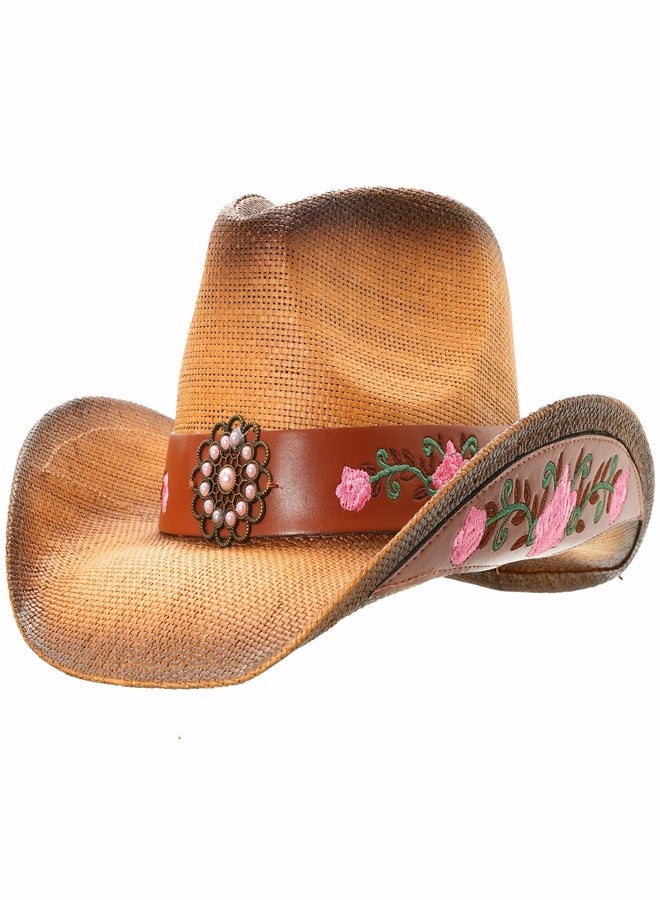 grinderPUNCH Western Outback Cowboy Hat Men's Women's Style Classic Straw Western Cowgirl Hat - Image 1
