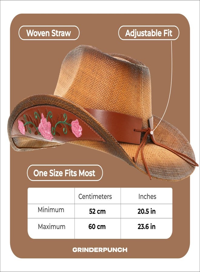 grinderPUNCH Western Outback Cowboy Hat Men's Women's Style Classic Straw Western Cowgirl Hat - Image 5