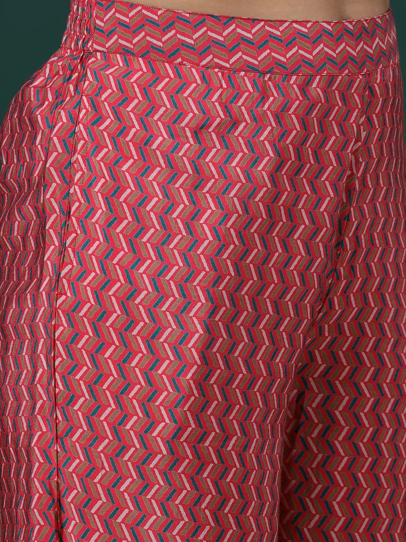 globus Women Printed Three Quarter Sleeve Tunic & Trouser Co-Ords