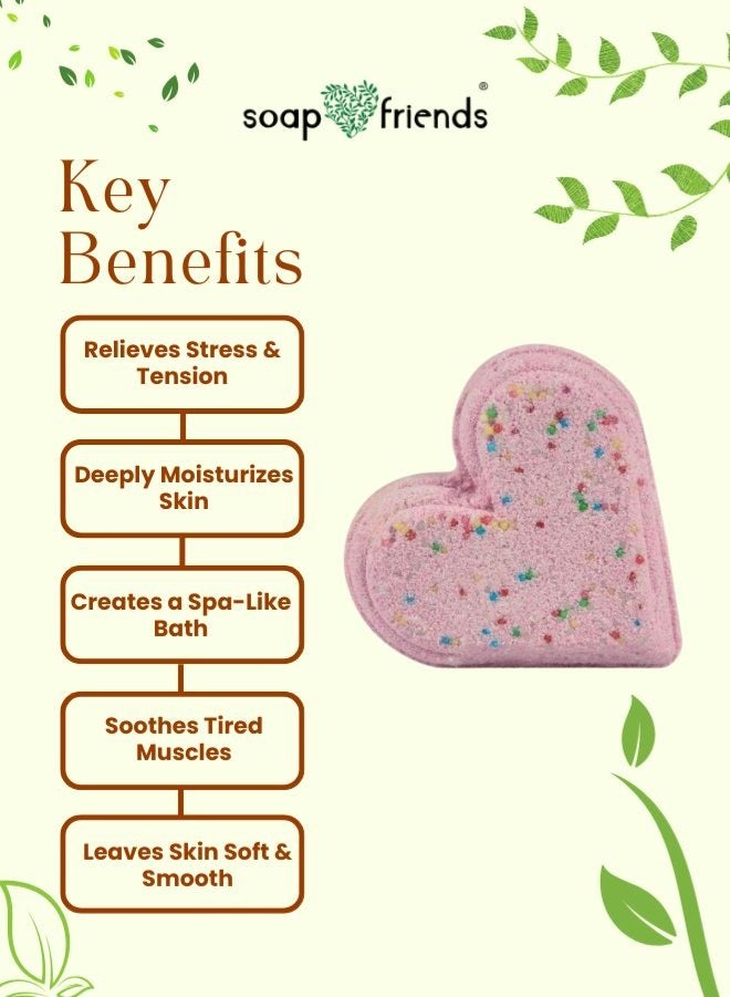 الصابون والأصدقاء صابون وأصدقاء - قنبلة حمام فوارة برائحة الكرز الحلوة - 110 غرام - قنبلة حمام فوارة على شكل قلب - Image 4