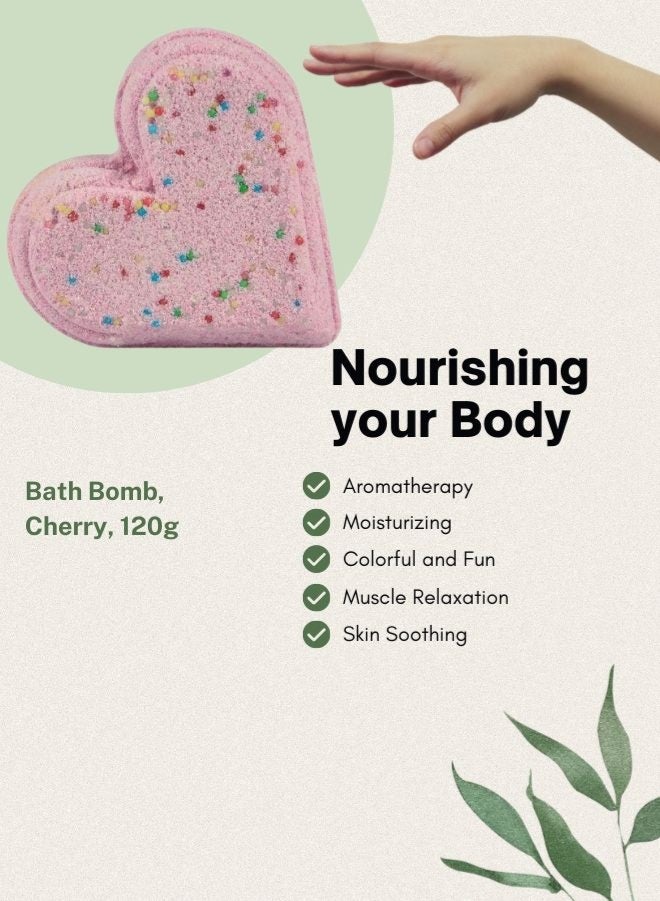 الصابون والأصدقاء صابون وأصدقاء - قنبلة حمام فوارة برائحة الكرز الحلوة - 110 غرام - قنبلة حمام فوارة على شكل قلب - Image 3