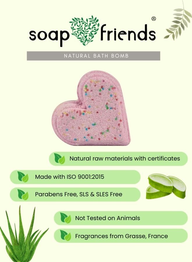 الصابون والأصدقاء صابون وأصدقاء - قنبلة حمام فوارة برائحة الكرز الحلوة - 110 غرام - قنبلة حمام فوارة على شكل قلب - Image 2