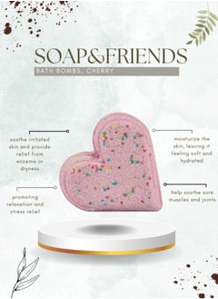 Soap&Friends Soap&Friends Cherry Bath Heart: Aromatic Effervescent Bath Bomb - 120g  - Image 2