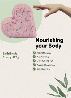 Soap&Friends Soap&Friends Cherry Bath Heart: Aromatic Effervescent Bath Bomb - 120g  - Image 3