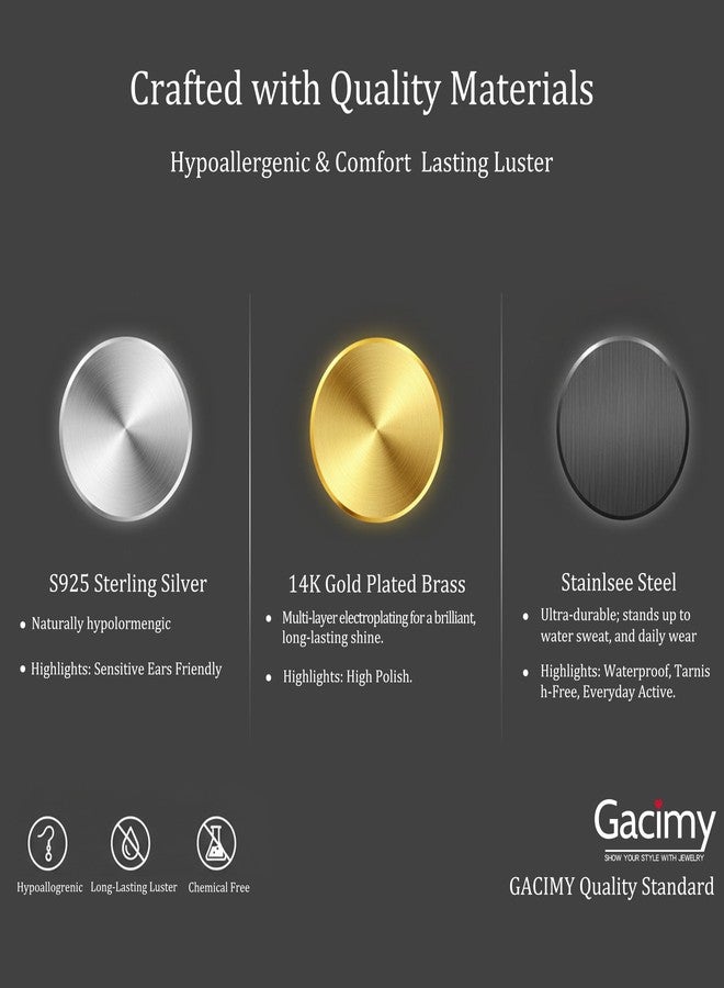 Gacimy Flatted Hoop Earrings for Women 14K Gold Plated with 925 Sterling Silver Post, 15mm, Brass, No Gemstone - Image 5