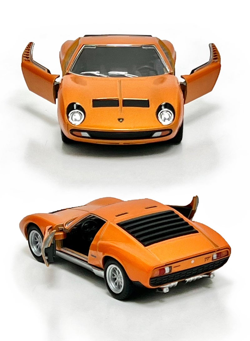 Kinsmart 1971 Lamborghini Miura P400 SV Die Cast Metal Doors Openable Pull Back Action Toy car - Image 1