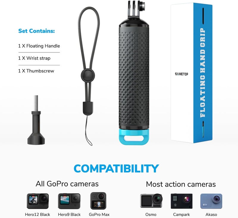 Sametop Floating Handle Grip Floaty Stick Waterproof Handler Accessory Compatible with GoPro Hero 13, 12, 11, 10, 9, 8, 7, 6, 5, 4, Session, 3+, 3, Hero(2018), Max, DJI Osmo Action Cameras (Blue) - Image 4