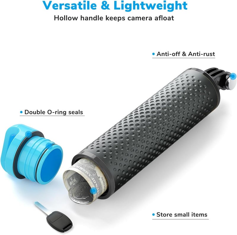 Sametop Floating Handle Grip Floaty Stick Waterproof Handler Accessory Compatible with GoPro Hero 13, 12, 11, 10, 9, 8, 7, 6, 5, 4, Session, 3+, 3, Hero(2018), Max, DJI Osmo Action Cameras (Blue) - Image 2