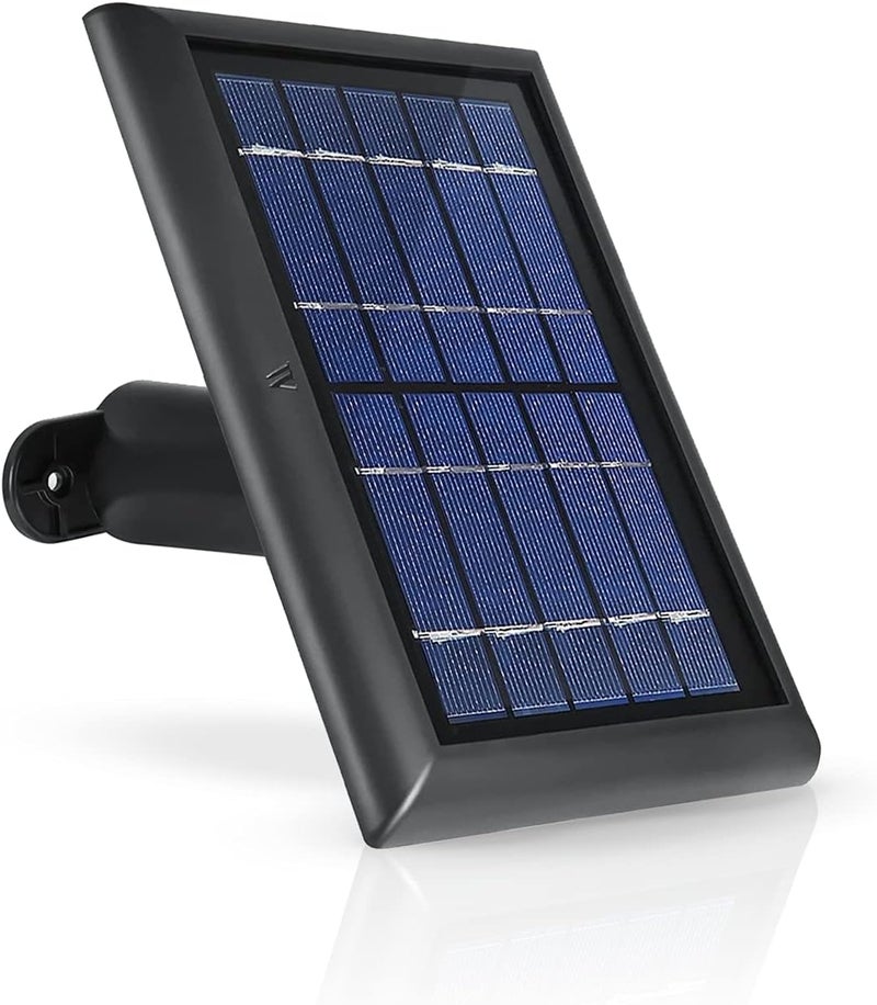 Wasserstein Solar Panel Compatible with Ring Spotlight Cam Plus/Pro/Battery, and Ring Stick Up Cam Battery - Includes Barrel Plug with USB C Adapter - 2W 5V Charging (1 Pack, Black) - Image 1