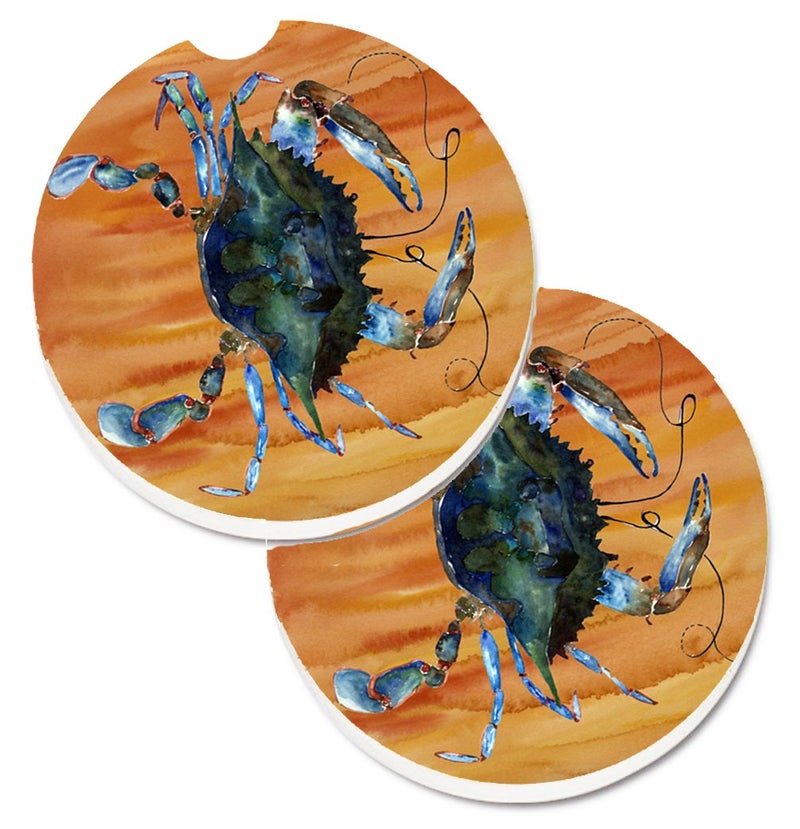 Caroline's Treasures 8143CARC Crab Set of 2 Cup Holder Car Coasters Absorbent Sandstone Coasters for Car Cup Holders Gifts for Men or Women  Large  Multicolor