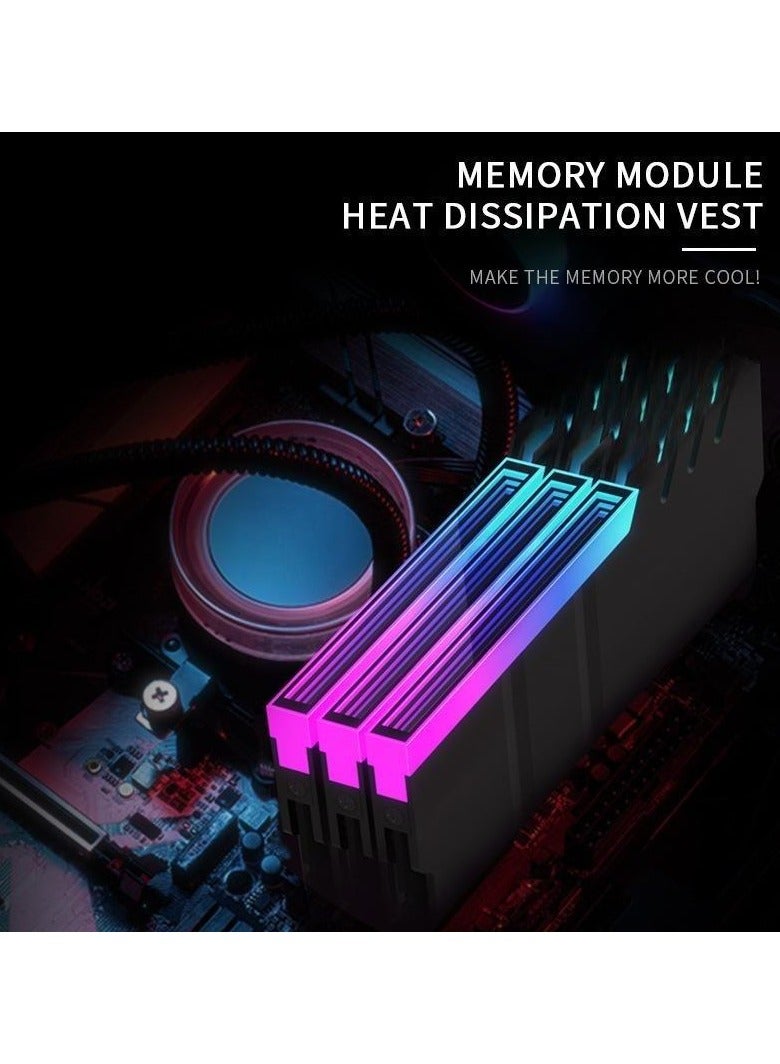 DUNISO Memory Module Heatsink, RGB Fin Heatsink , Made of Aluminum Magnesium Alloy and Thermal Conductive Silicone Material, 5V3 Pin, Cooling Computer Accessories Suitable for Most Desktop Memory Bare Strips, Black - Image 1