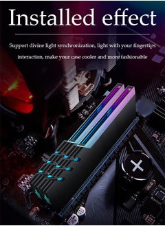 DUNISO Heatsink cooler, RGB Fin Heatsink , made of aluminum magnesium alloy and thermal conductive silicone material, 5V3 pin, suitable for most desktop memory bare strips, black  - Image 4