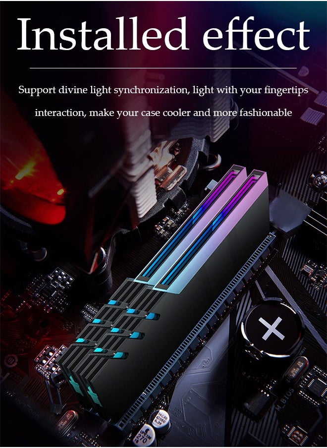 DUNISO - Heatsink cooler, RGB Fin Heatsink , made of aluminum magnesium alloy and thermal conductive silicone material, 5V3 pin, suitable for most desktop memory bare strips, black - Image 1