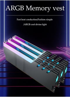 DUNISO Heatsink cooler, RGB Fin Heatsink , made of aluminum magnesium alloy and thermal conductive silicone material, 5V3 pin, suitable for most desktop memory bare strips, black  - Image 3
