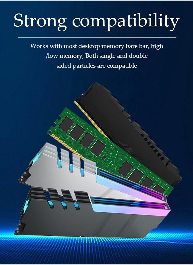 DUNISO - Heatsink cooler, RGB Fin Heatsink , made of aluminum magnesium alloy and thermal conductive silicone material, 5V3 pin, suitable for most desktop memory bare strips, black - Image 1