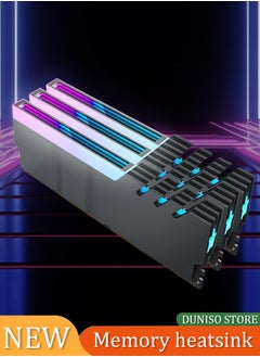 DUNISO Heatsink cooler, RGB Fin Heatsink , made of aluminum magnesium alloy and thermal conductive silicone material, 5V3 pin, suitable for most desktop memory bare strips, black  - Image 1
