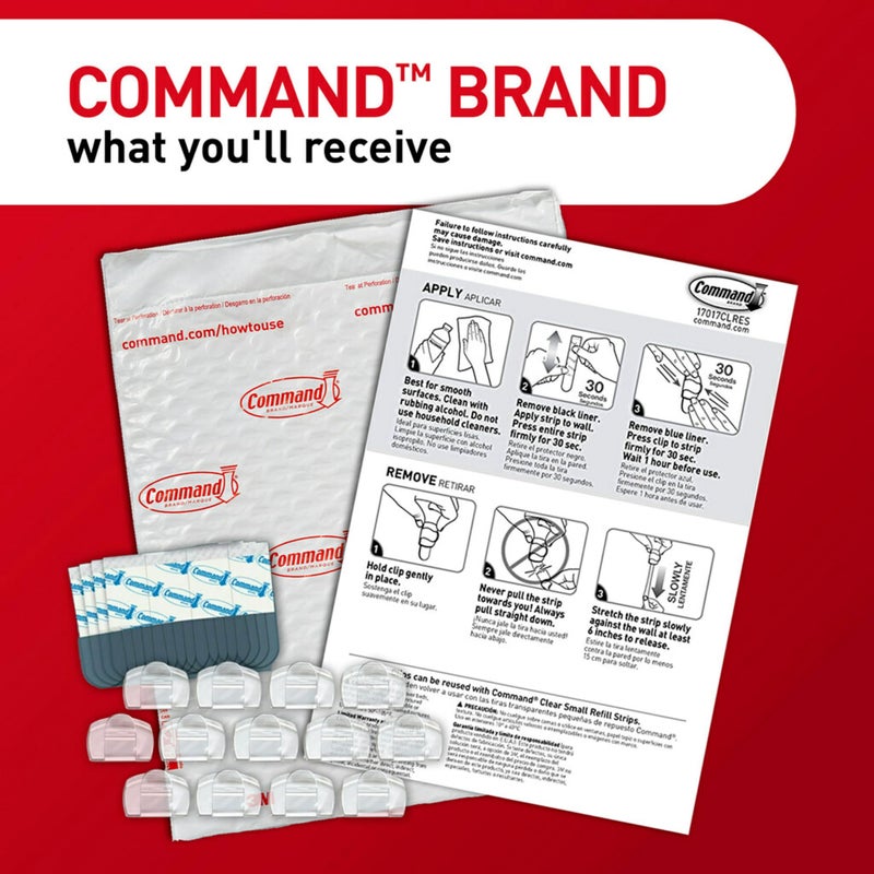 Command Round Cord Clips, Damage-Free Hanging Cable Clips, No Tools Wall Clips for Hanging Electrical Cables of Christmas Decorations, 13 Clear Cord Clips and 16 Command Strips - Image 3