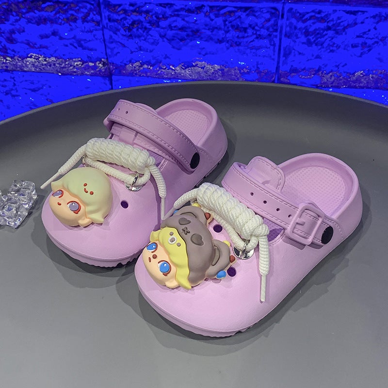 Children'S Cute Cartoon Boys And Girls Pattern Baotou Half Slippers For Outer Wear Student Shoes - Image 1