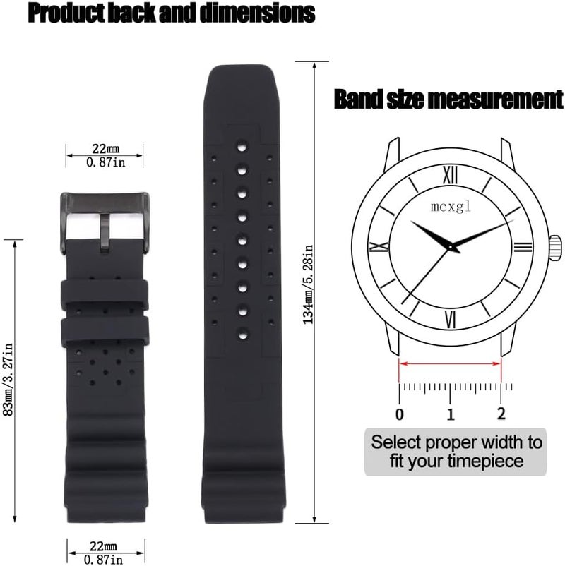MCXGL 22mm Silicone Watch Band Compatible with Citizen Hyper Aqualand Duplex Promaster Men's Sport Waterproof Dive Strap Bracelet Watch Accessories - Image 2