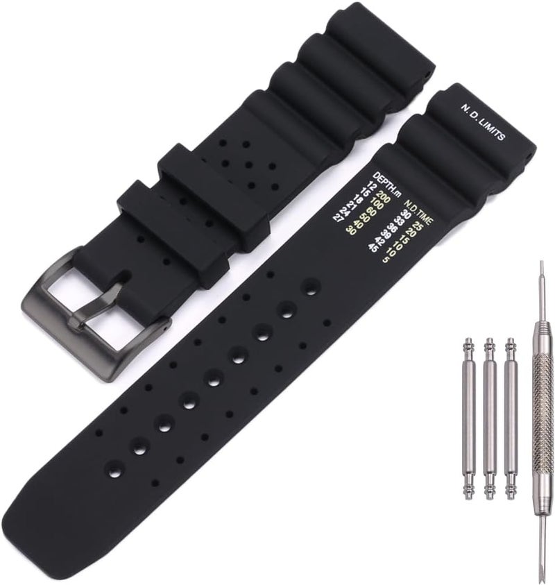 MCXGL 22mm Silicone Watch Band Compatible with Citizen Hyper Aqualand Duplex Promaster Men's Sport Waterproof Dive Strap Bracelet Watch Accessories - Image 1