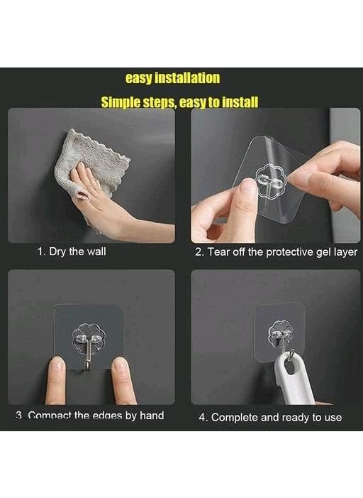 RonsFord Hooks for Wall Without Drilling Heavy Duty Strong Nail Free Adhesive Stronger Plastic Wall Hooks Hangers for Hanging Robe Coat Towel Keys Bags Lights Calendars Pack of 10 Flower Hook  - Image 3