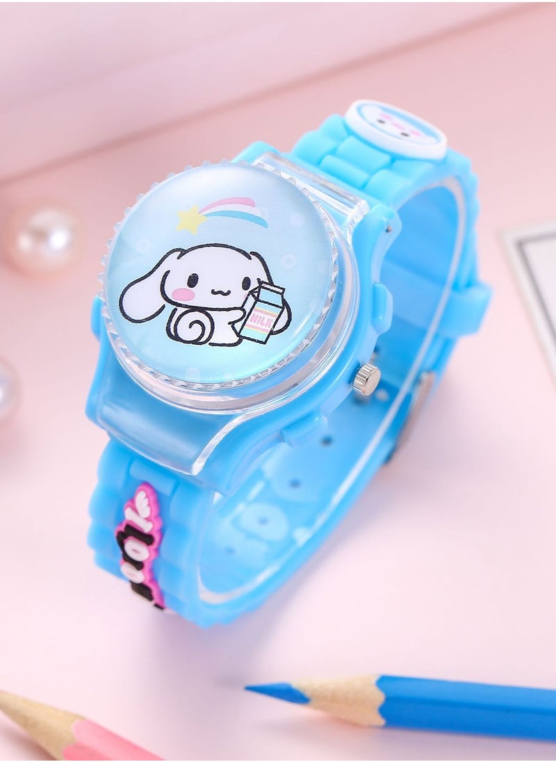 Cinnamon - New Sanrio Cinnamon Cartoon Flip Cover Children's Watch (Cover can be rotated) - Image 1