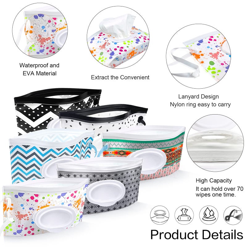 KALYLOC 8Pcs Baby Wipes Dispenser, Reusable Baby Wipe Holder Box and Portable Wet Wipes Pouch, Refillable Wipes Pouch Case Container with Lid for Bathroom Baby Nursery Kitchen Office Travel (Black) - Image 5