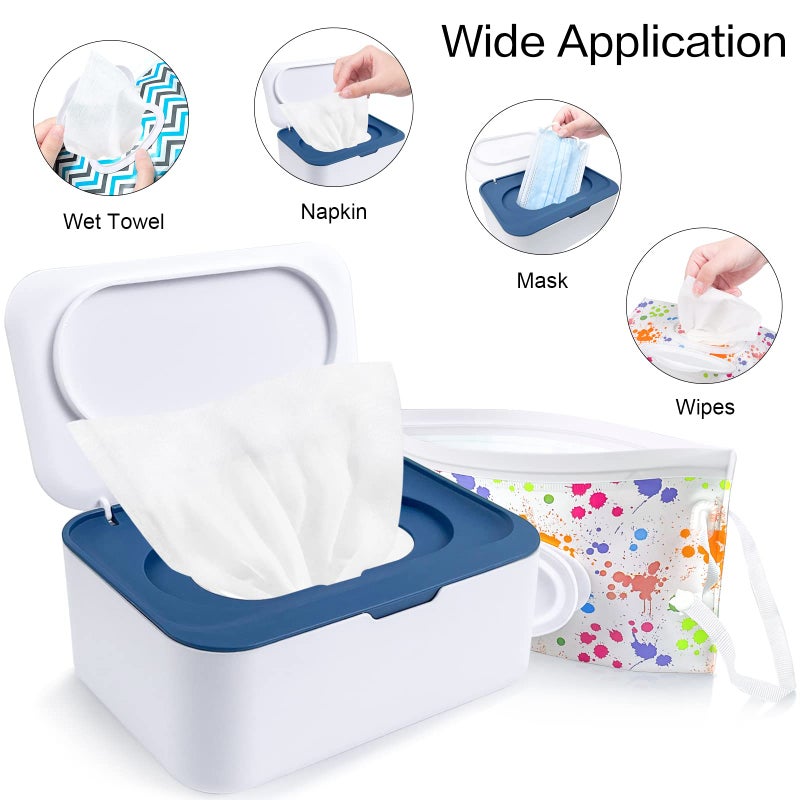 KALYLOC 8Pcs Baby Wipes Dispenser, Reusable Baby Wipe Holder Box and Portable Wet Wipes Pouch, Refillable Wipes Pouch Case Container with Lid for Bathroom Baby Nursery Kitchen Office Travel (Black) - Image 3