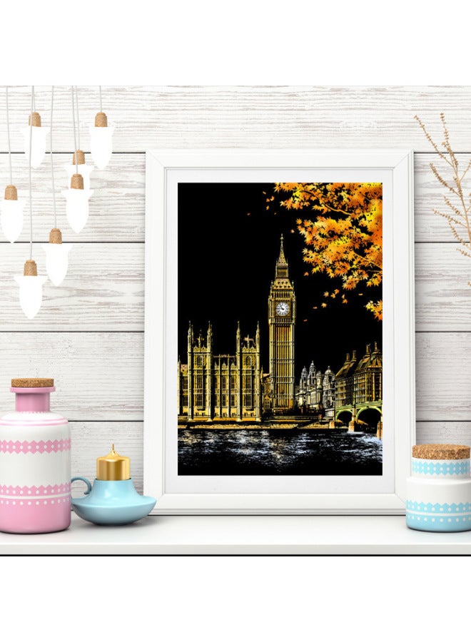 يويلو مدينة الألوان الليلية - لوحات خدش يدوية إبداعية للهدايا DIY للبنات - Image 4