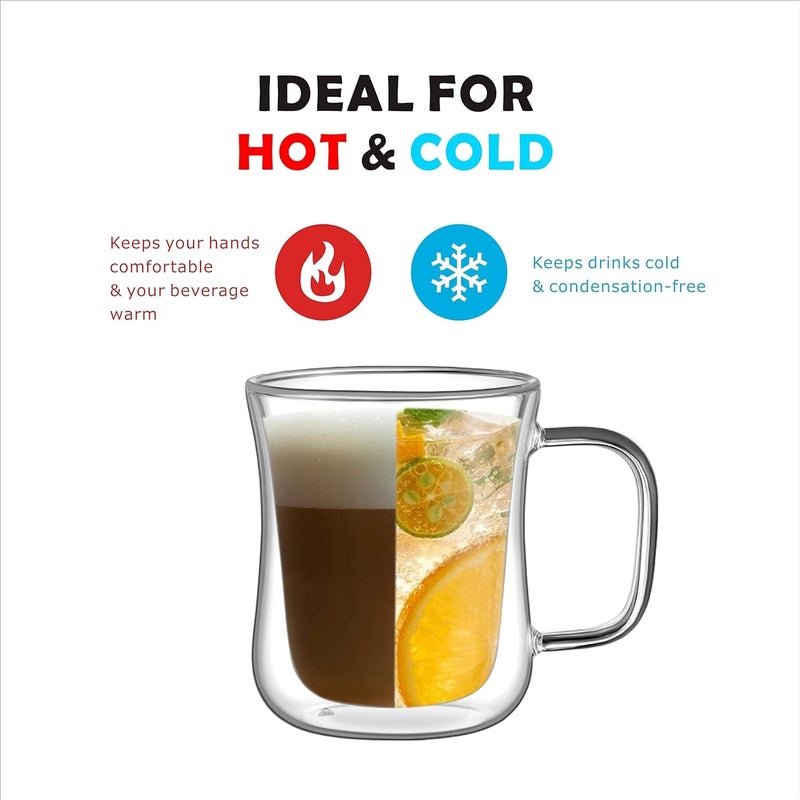 Baskety Glass Coffee Mugs 220ml Double Walled Insulated Mug with Handle Perfect for Latte Americano Cappuccinos Tea Bag Beverage Pack of 1 - Image 3