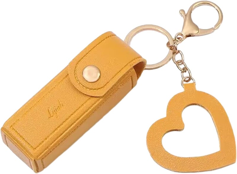 Portable Lipstick Bag Keychain Storage Bag with Heart Pendant for Women Lipsticks Protective Cover Keyring Handbag Lipst - Image 1