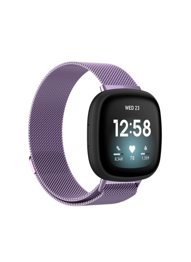 Generic - Replacement Strap For Fitbit Versa 3 Milanese Watch Band, Size:S 202mm Light Purple - Image 1