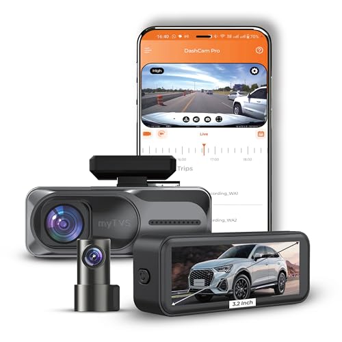 myTVS Dashcam Pro 4K Ultra HD Front & Rear DVR | WiFi, Super Night Vision, 125° Wide Angle, HDR, G-Sensor, Mobile App & Voice Control | 3.2” Screen | Supports Upto 512GB | 1-Year Warranty - Image 1