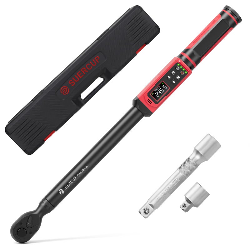 SUERCUP 1/2-inch Drive Digital Torque Wrench (4.4-295 Ft.lb/6-400Nm), Â±1% Accuracy Digital Torque Wrench with Buzzer and LED Alarm,9 Preset Mode and Four Units of Measure for Car, Moto and Bike, DIY - Image 1