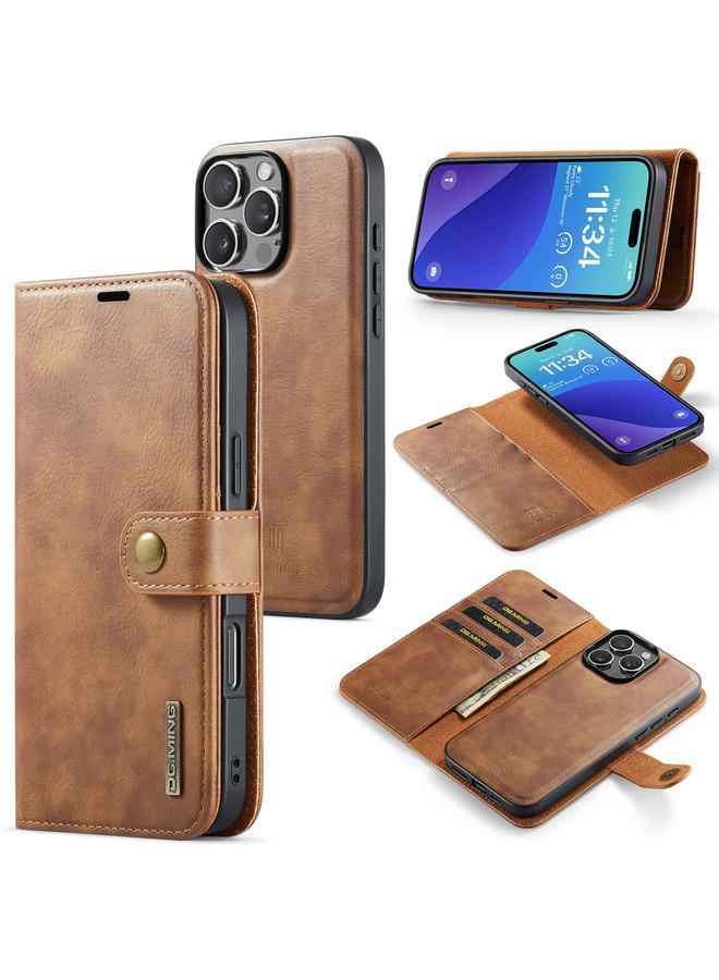 Dg Ming Case For iPhone 16 Pro Crazy Horse Texture Detachable Magnetic Leather Phone Case - Image 1
