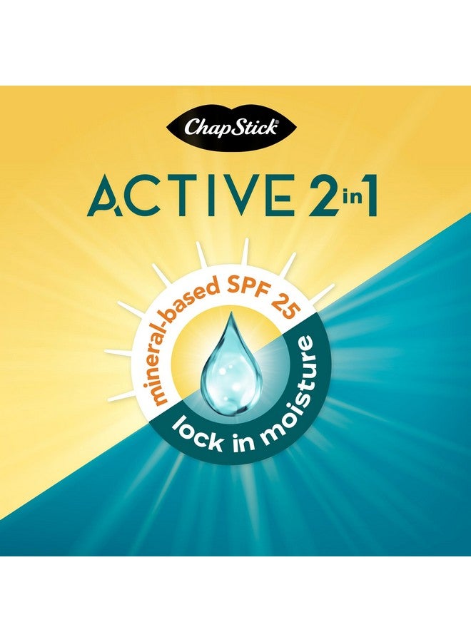 تشابستيك أنابيب مرطب شفاه ChapStick Active 2 في 1 بدون رائحة ونكهة مع عامل حماية من الشمس SPF 25 قائم على المعادن - 0.18 أونصة (عبوة من 3 قطع) - Image 3