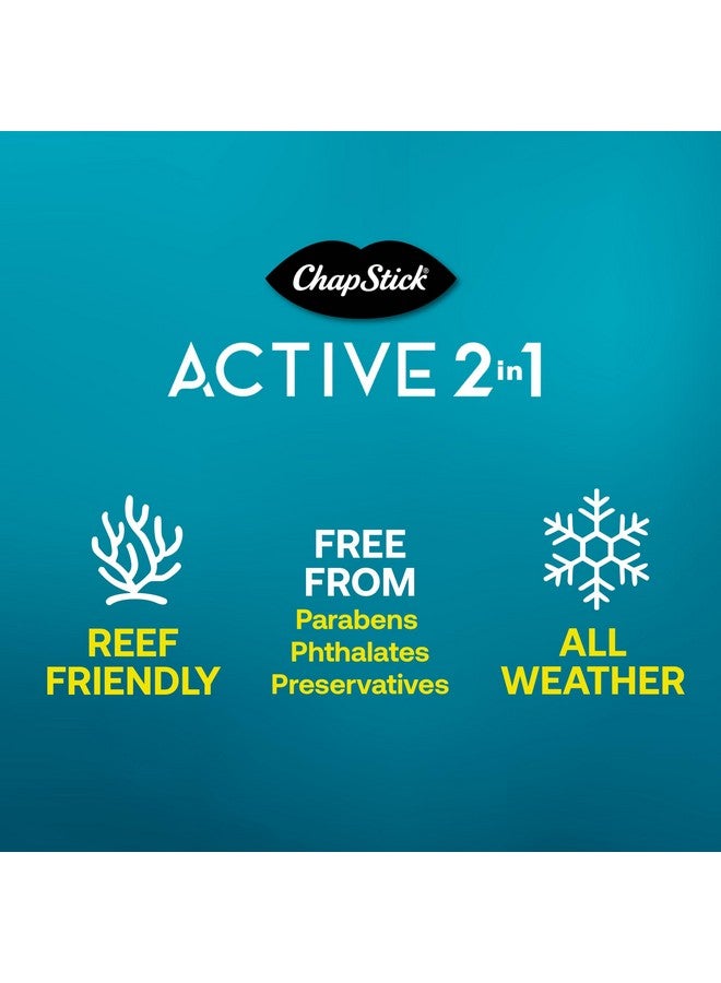 تشابستيك أنابيب مرطب شفاه ChapStick Active 2 في 1 بدون رائحة ونكهة مع عامل حماية من الشمس SPF 25 قائم على المعادن - 0.18 أونصة (عبوة من 3 قطع) - Image 2