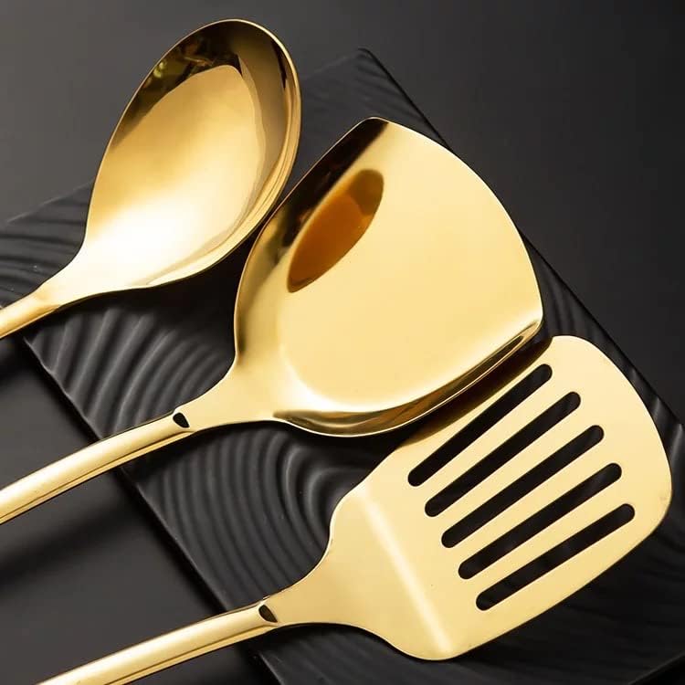 Artek Cookware Serving Spoon - Gold Plated Stainless Steel Kitchen Cooking Set with Stand - Ceramic Handle - 6 pcs (Pink) - Image 5