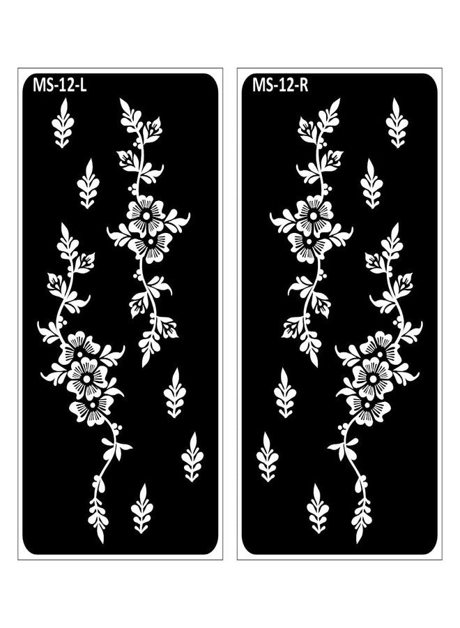 VANVATI Traditional Flower Modern Floral Sticker Design Mehndi Stencil Sticker One Set for Both Hand | Easy to Apply Stencil Mehndi Sticker Perfect for Weddings, Parties and Any Occasion - Image 1