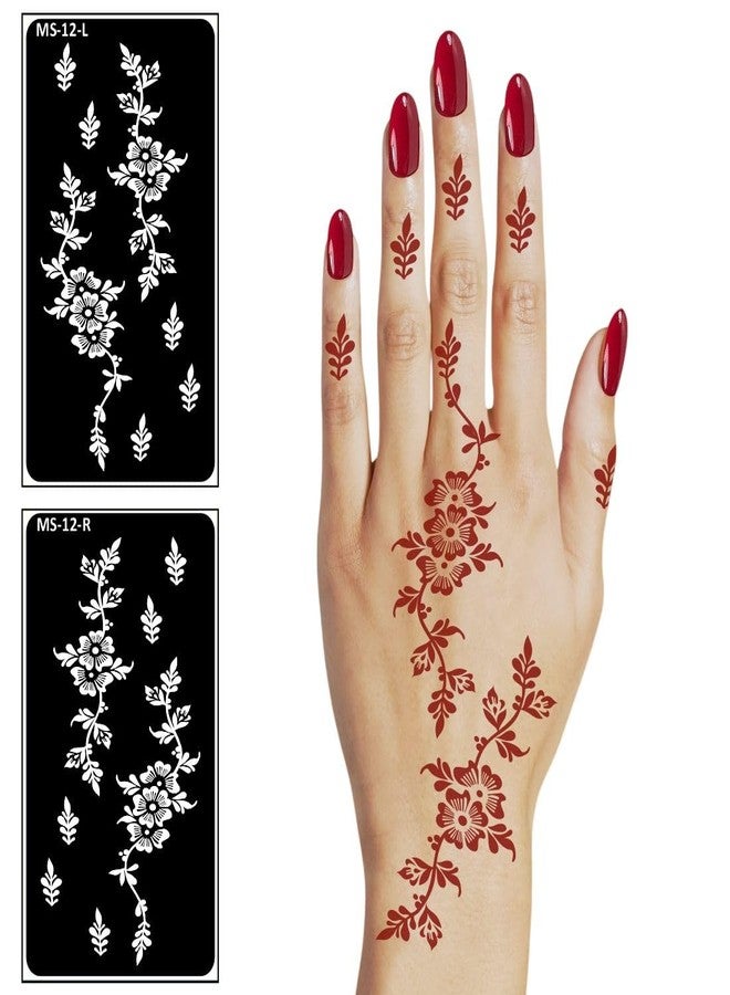 VANVATI Traditional Flower Modern Floral Sticker Design Mehndi Stencil Sticker One Set for Both Hand | Easy to Apply Stencil Mehndi Sticker Perfect for Weddings, Parties and Any Occasion - Image 5