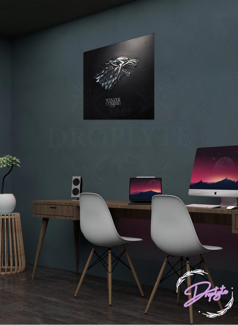 Droplyte Winter is Coming Game of Thrones Decorative Wall Art Wall Decor Card Board Home Decor for Living Room, Drawing Room, Office Room and Bedroom 30CM x 30CM - Image 1