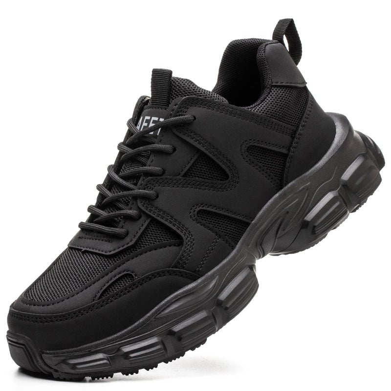 COOU Steel Toe Shoes for Women Lightweight Comfortable Steel Toe Sneakers Thickened Sole Puncture Proof Composite Toe Safety Shoes Women Size 75 Black